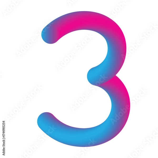Obraz Bold and clean numeral three graphic with vibrant color options