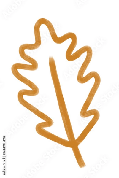 Fototapeta Orange oak leaf design on transparent png background, sketchy oak leaf desing for fall / autumn 