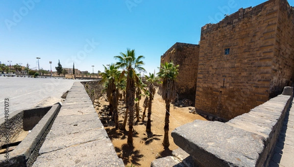 Obraz Ancient Stone Fortress with Palm Trees