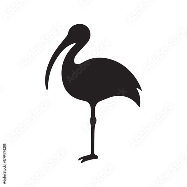 Fototapeta Tribal Stork Logo with Ancient Symbolic Linear Pattern