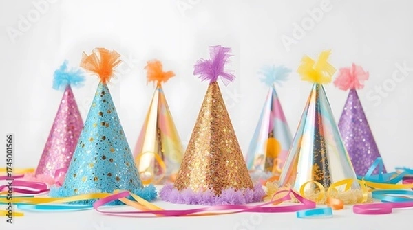 Fototapeta party hats on white background