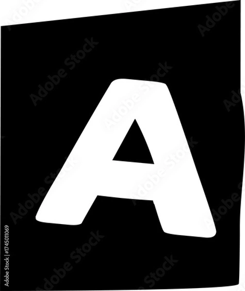Fototapeta Showing stylized uppercase letter A inside tilted black rounded square on transparent background