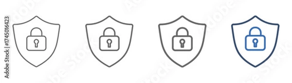 Obraz 
outline icon set security with shield and padlock design