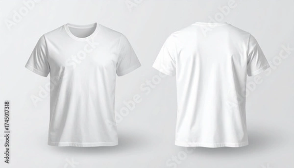 Obraz A blank white t-shirt mockup showing the front and back views for apparel design