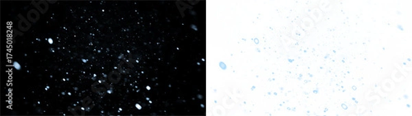 Fototapeta Falling snow, snowfall, snowflake, snowflakes, snow overlay effect. PNG winter snow effect, PNG transparent photo editing brings holiday sparkle. Overlay ideal for festive seasonal design. High