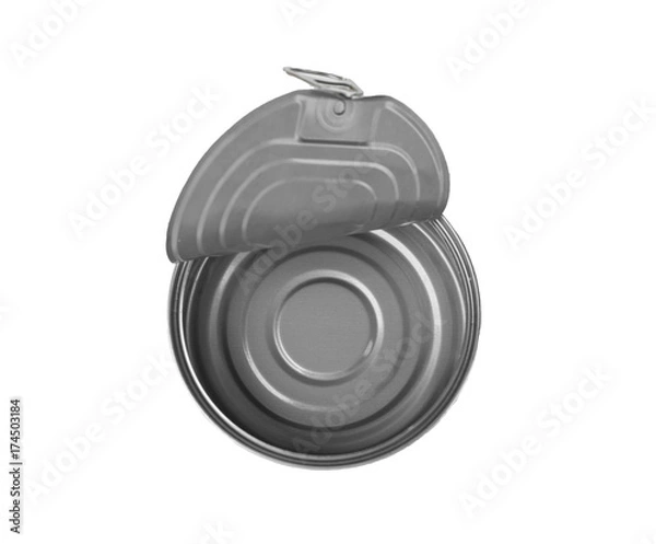 Fototapeta Opened tin can on white background