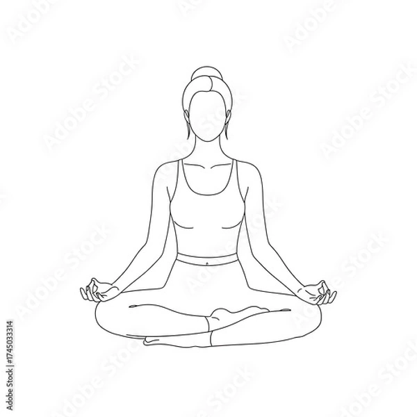 Obraz Woman in lotus position isolated on white background doing yoga exercise