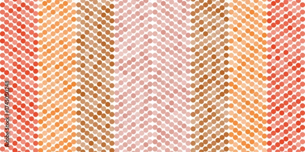 Fototapeta Abstract dotted pattern with colorful small circles forming slanted wavy lines in red, brown and white tones. Modern geometric vector background design for creative, decorative and digital use.