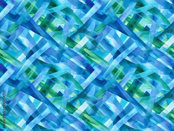 Fototapeta Abstract Watercolor Brushstrokes Pattern: A seamless repeat pattern of overlapping watercolor brushstrokes in shades of blue and green, perfect for backgrounds and design elements.