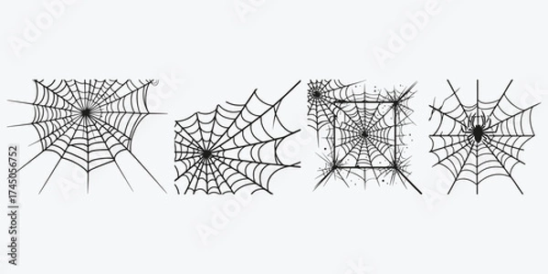 Fototapeta spiderweb sketch illustration vector set