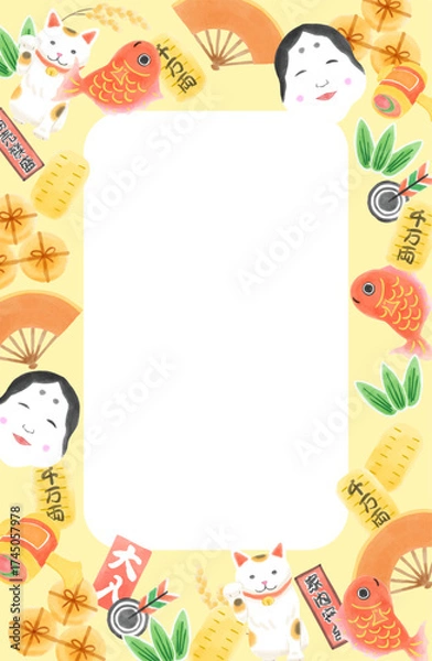 Fototapeta おめでたい素材の手描き風フレーム