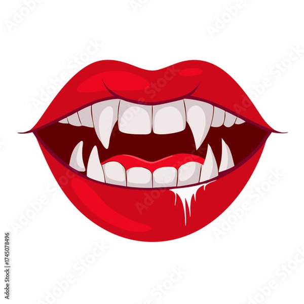 Fototapeta red lips isolated on white background