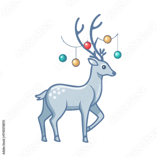Obraz christmas deer with a red ribbon
