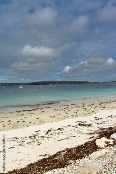 Fototapeta Vue colorée sur les plages du Finistère nord en Bretagne