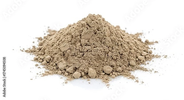 Fototapeta A mound of fine graybrown powder spread across a bright white surface