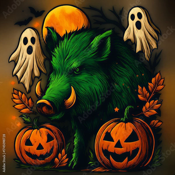 Obraz イノシシとハロウィン