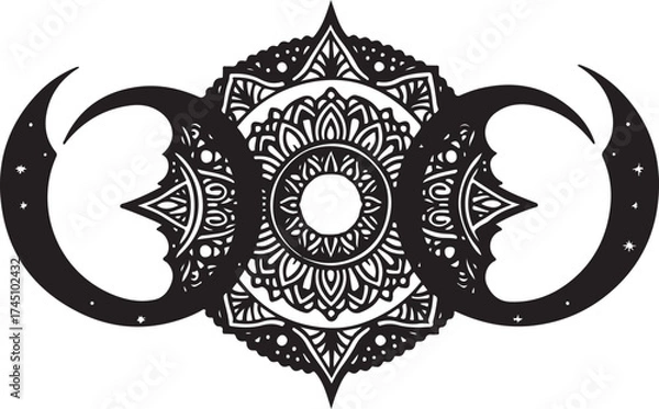 Obraz Celestial Moon Phase Boho Mandala Bundle 🌙