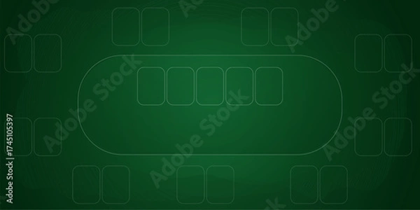 Fototapeta Poker table top view green cloth texture empty board background, bg. Playing field for card games, casino concept.