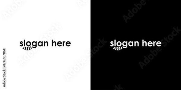 Fototapeta Minimalist logo design featuring a stylized leaf and slogan, set against contrasting backgrounds