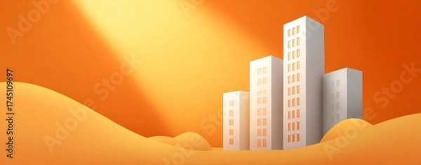 Obraz city skyline at sunset