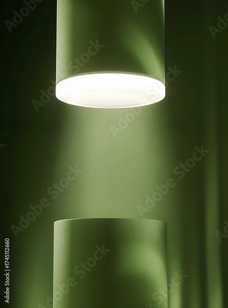 Fototapeta lamp on the exclusive green wall