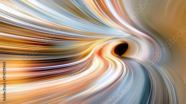 Fototapeta A vibrant, abstract image depicting swirling colors and motion, creating a sense of depth and dynamic energy.