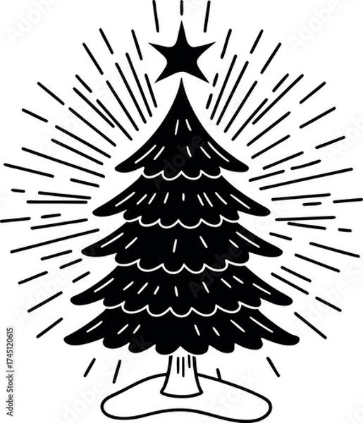 Fototapeta christmas tree silhouette