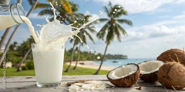 Obraz coconut milk and coconut