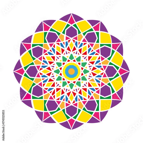 Fototapeta Geometric Mandala with Bright Colors and Symmetrical Structure