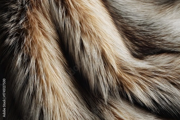 Fototapeta The fur is brown and white. It looks like it's made of many strands. The fur is very soft and fluffy