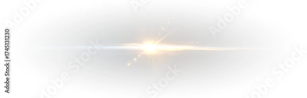 Fototapeta Fantasy light scene with shimmering glow, sparkling lens flare, glowing beams, magical starlight, golden and blue accents, isolated abstract effect, ideal for festive holiday and Christmas designs.