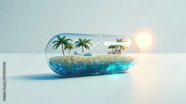 Fototapeta Tropical island in glass capsule