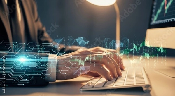 Fototapeta Open hand raised upward gesture communicating welcome stop greeting or showing palm