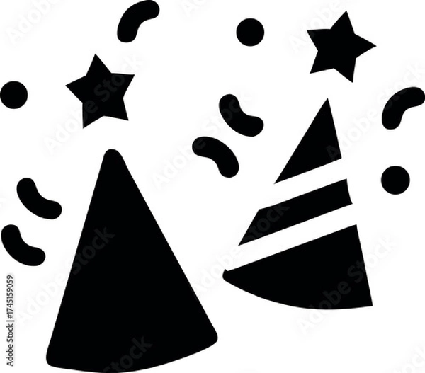 Fototapeta Party hats and confetti celebrating joyful festive occasion Vector illustration