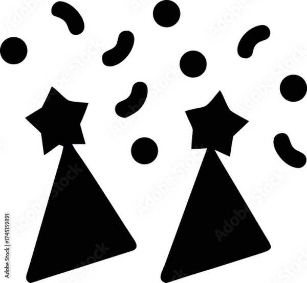 Fototapeta Minimal design of party hats and confetti symbolizing celebration Vector illustration
