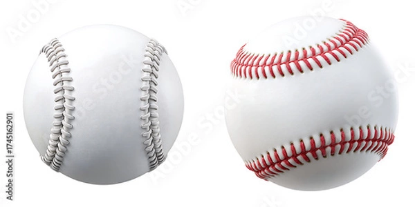 Fototapeta Set of a Four Baseballs with Red and White Stitching, isolated on a transparent background.