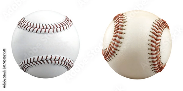 Fototapeta Set of a Four Baseballs with Red and White Stitching, isolated on a transparent background.