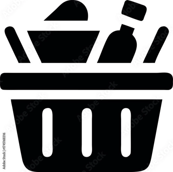 Fototapeta Shopping basket full of assorted products ready for festive shopping Vector illustration