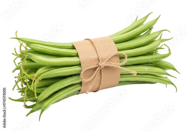 Fototapeta Green Beans Tied With Twine isolated on a transparent background
