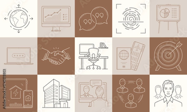 Fototapeta Business line icon collection for logo design, brand identity, social media, packaging.