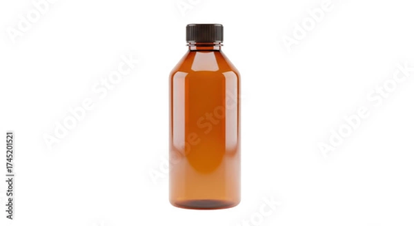 Fototapeta Isolated amber bottle container for medication, vitamins, or chemical products in the laboratory