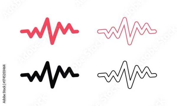 Fototapeta Abstract Audio Wave and Sound Frequency Icons fill and stock outline for Design Projects