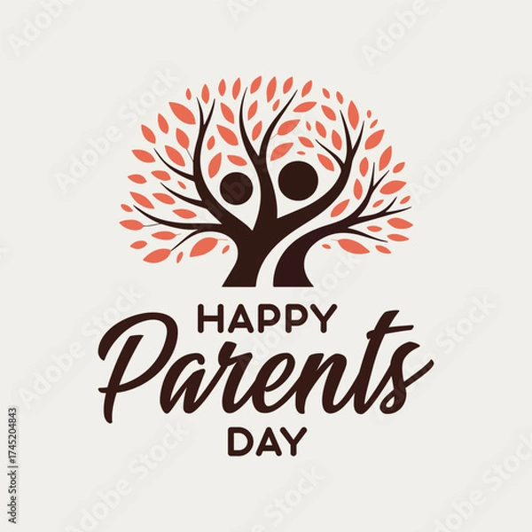 Fototapeta Happy Parents Day Greeting Card with Symbolic Family Tree vector Illustration art