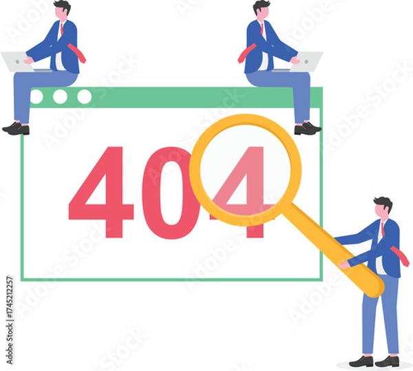 Fototapeta 404 error page not found system updates, uploading, operation, computing,
