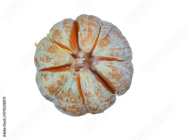 Fototapeta Fresh mandarin orange cut into segments displaying vibrant color and texture in a clean setting