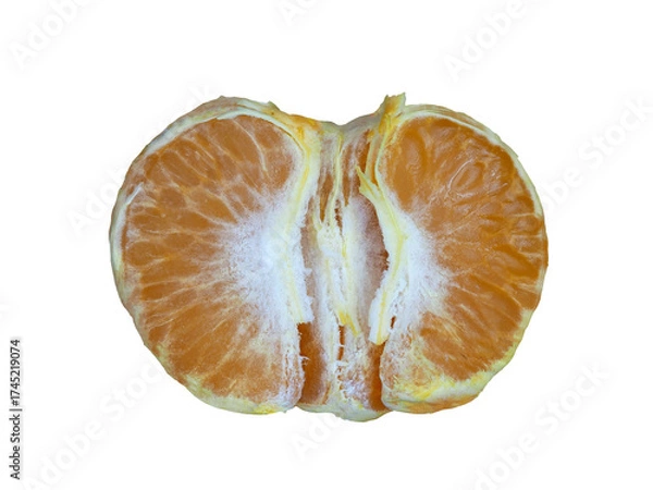 Fototapeta Fresh orange half showing vibrant inner flesh against a plain background