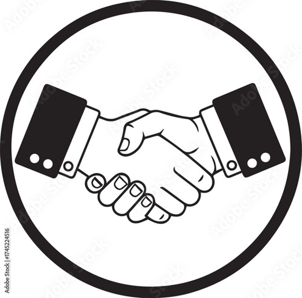 Fototapeta Symbolic handshake inside a circle representing agreement partnership success and trust in business dealings