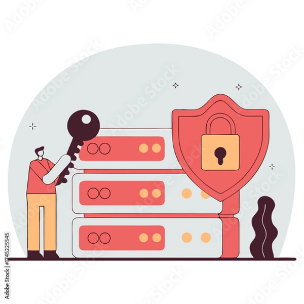 Fototapeta Cybersecurity and Data Protection – Flat Vector Illustration