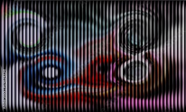 Fototapeta Abstract Optical Illusion Rhythmic Lines and Colorful Spheres background design 