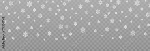 Fototapeta Vector snow png. Falling snowflakes on isolated transparent background. Snowflakes, snow storm, winter, snowfall png.
